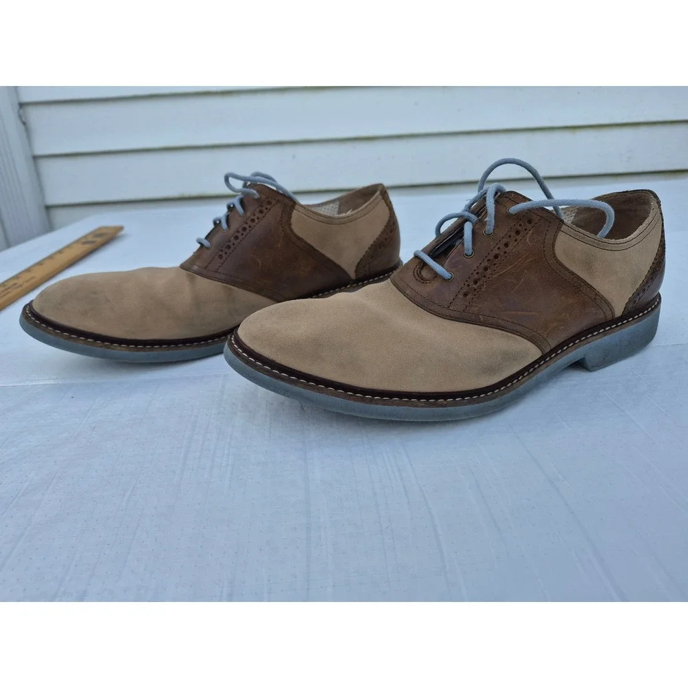 Cole Haan Nike Air Mens Saddle Shoes Brown Tan Suede Oxfords C10535 10.5M